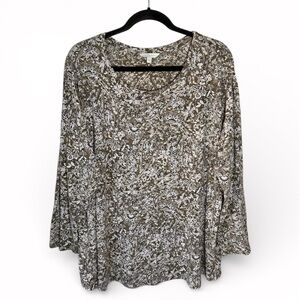 Lucky Brand Long Sleeve Blouse Top Women’s 3X Green Floral Paisley Shirt EUC